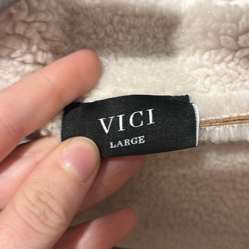 Vici Tan and Cream Shearling Jacket - Picture 7 of 7
